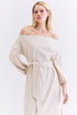 VESTIDO MIDI MANGAS AMPLAS NATURAL